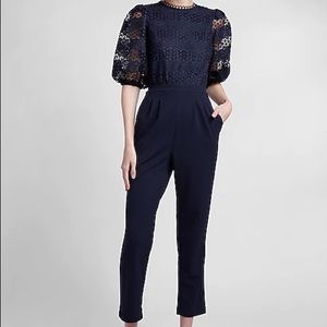 Express Lace Bodice Puff Sleeve Jumpsuit - XL BNWT